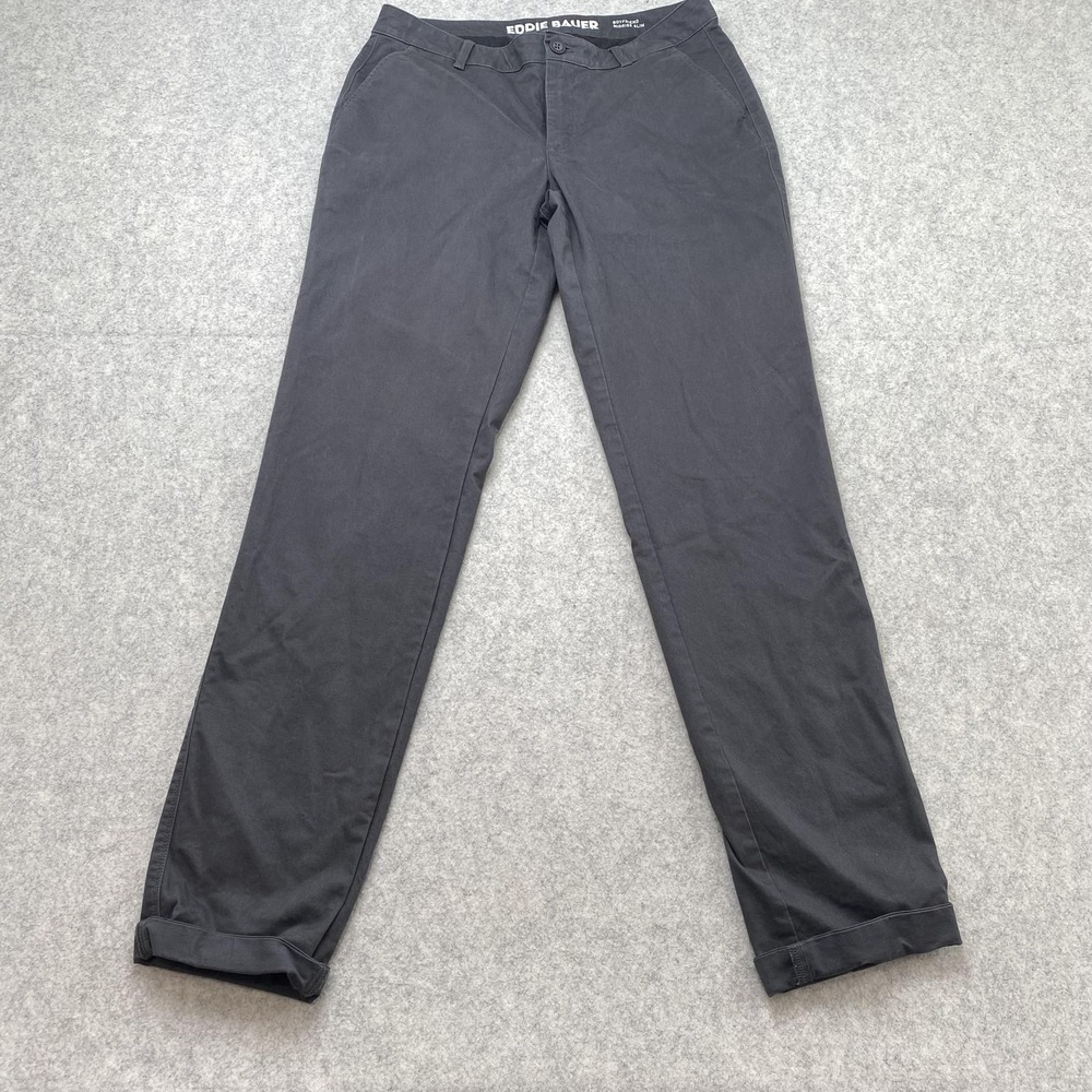 Eddie Bauer Pants Womens T6 Tall (32x33) Gray Boyfriend Chino Slim Stretch Twill